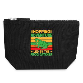 Frog Catcher Hopping Adventure Frog - Canvas Reißverschluss-Täschchen (18 x 19 cm) - Schwarz - Vorne