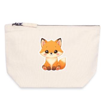 Kawaii renard dessin animé pour KidsWear - Pochette zippée en toile 18 x 19 cm - blanc naturel - Devant