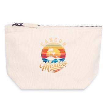 Cancun Retro Strandsonne - Canvas Reißverschluss-Täschchen (18 x 19 cm) - Naturweiß - Vorne