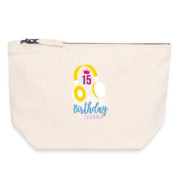Birthday Queen 15th Birthday - Canvas Zip Pouch 18 x 19 cm - nature - Front