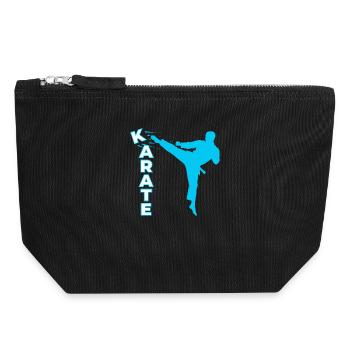 Karate, Karate Fighter, Martial Arts, Karate Kick - Canvas Zip Pouch 18 x 19 cm - black - Front