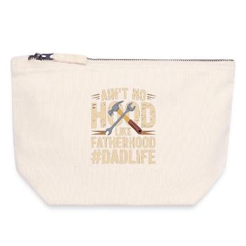 Ain't No Hood Like Fatherhood – Dad Shirt - Canvas Zip Pouch 18 x 19 cm - nature - Front