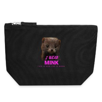 I Wear Mink – Déclaration anti-fourrure - Pochette zippée en toile 18 x 19 cm - noir - Devant