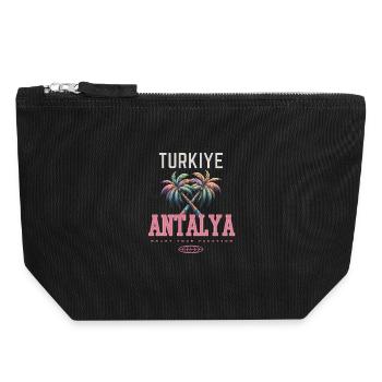 Antalya Türkei Palmen Design – Sommerurlaub - Canvas Reißverschluss-Täschchen (18 x 19 cm) - Schwarz - Vorne