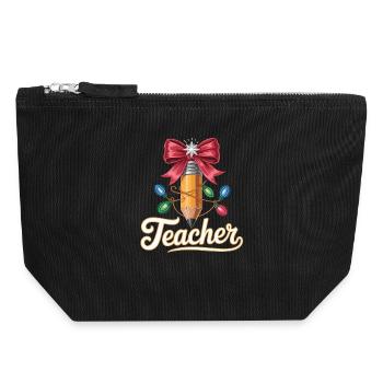 Geschenkidee für Lehrer und Pädagogen Weihnachten - Canvas Reißverschluss-Täschchen (18 x 19 cm) - Schwarz - Vorne