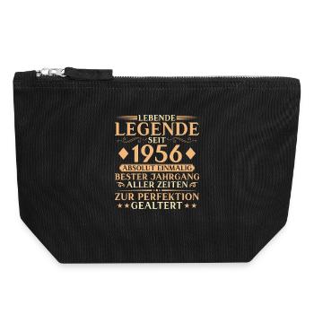 Vintage 1956 Birthday 70 Years Gift - Canvas Zip Pouch 18 x 19 cm - black - Front