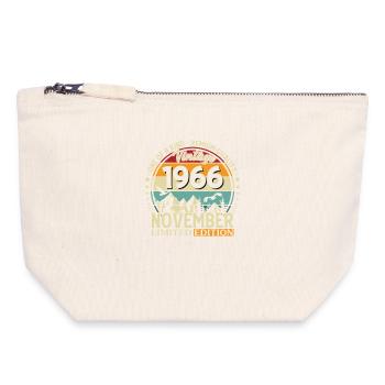 60ème Anniversaire Vintage Novembre Millésime 1966 - Pochette zippée en toile 18 x 19 cm - blanc naturel - Devant
