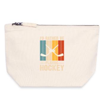 Hockey Eishockey Eishockeyspieler Geschenk - Canvas Zip Pouch 18 x 19 cm - nature - Front