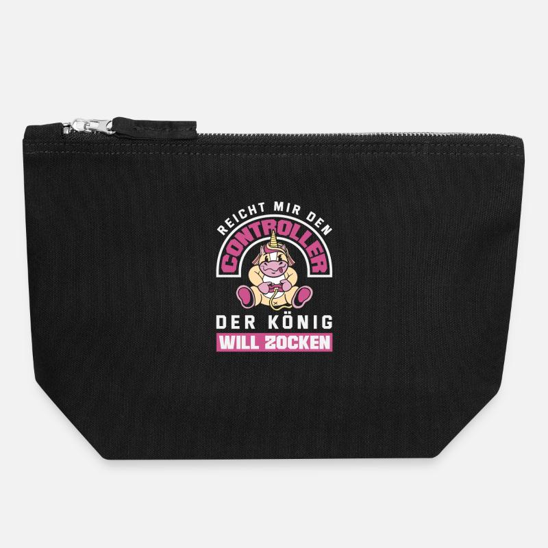 Hands me the controller – King wants to play - Canvas Zip Pouch 18 x 19 cm - black
