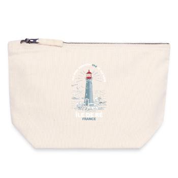 Île de Ré Voyage Charente Maritime Phare - Pochette zippée en toile 18 x 19 cm - blanc naturel - Devant