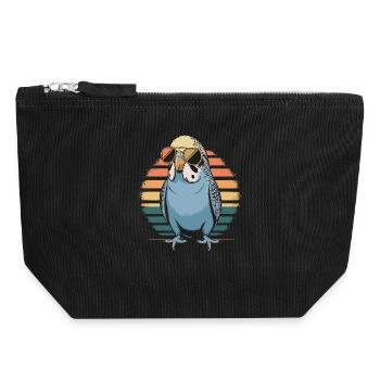 Perruche ondulée - Pochette zippée en toile 18 x 19 cm - noir - Devant