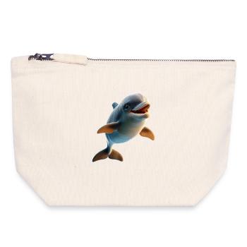 Dauphin Plongeur Dauphins Océan Dauphins mignons Dauphin - Pochette zippée en toile 18 x 19 cm - blanc naturel - Devant