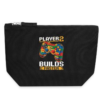 Building Blocks Gamer Gaming Brick Builder - Canvas Reißverschluss-Täschchen (18 x 19 cm) - Schwarz - Vorne