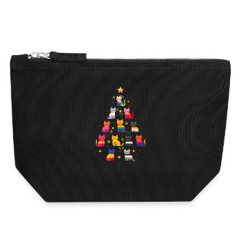 LGBTQ Katzen Weihnachtsbaum Pride Xmas Design - Canvas Reißverschluss-Täschchen (18 x 19 cm) - Schwarz - Vorne