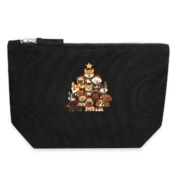 Weihnachtsbaum aus Hunden – Lustiges Xmas - Canvas Reißverschluss-Täschchen (18 x 19 cm) - Schwarz - Vorne