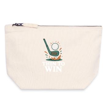 Thin To Win Conception Drôle De Joueur De Golf - Pochette zippée en toile 18 x 19 cm - blanc naturel - Devant