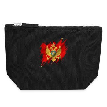 Flagge Montenegros, Rissen-Stil - Canvas Reißverschluss-Täschchen (18 x 19 cm) - Schwarz - Vorne