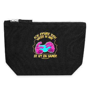 Vater Papa Computerspieler Gamer Zocker Zocken - Canvas Reißverschluss-Täschchen (18 x 19 cm) - Schwarz - Vorne