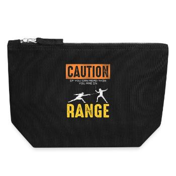 Attention Range Fencing Meme - Canvas Zip Pouch 18 x 19 cm - black - Front