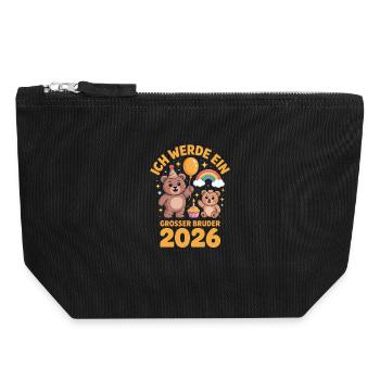 Je vais être un grand frère ours 2026 - Pochette zippée en toile 18 x 19 cm - noir - Devant