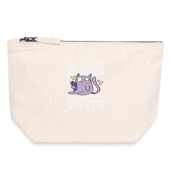 Mauvaise erreur petit chat - Pochette zippée en toile 18 x 19 cm - blanc naturel - Devant