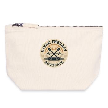 Thérapie par le kayak, Nature calme, Pagayage, Médium - Pochette zippée en toile 18 x 19 cm - blanc naturel - Devant