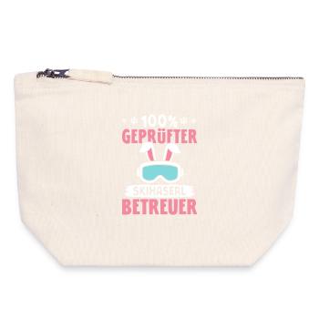 Skilehrer 100 % GEPRÜFTER SKIHASERL BETREUER - Canvas Reißverschluss-Täschchen (18 x 19 cm) - Naturweiß - Vorne