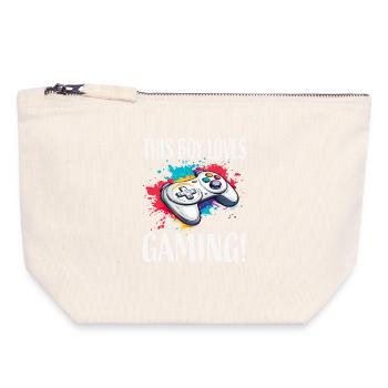 Ce gamin adore jouer - Pochette zippée en toile 18 x 19 cm - blanc naturel - Devant