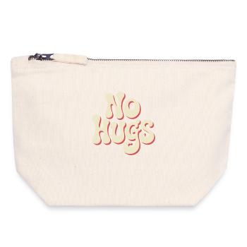 Pas de câlins s’il te plaît garde tes distances câlins antisociaux - Pochette zippée en toile 18 x 19 cm - blanc naturel - Devant