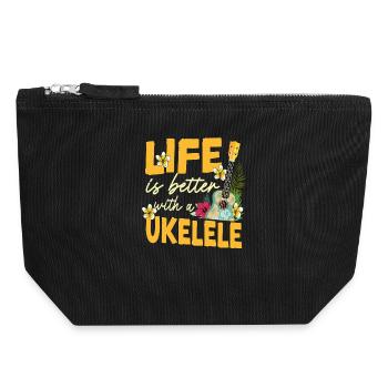 La vie dans le ukulélé hawaïen est - Pochette zippée en toile 18 x 19 cm - noir - Devant