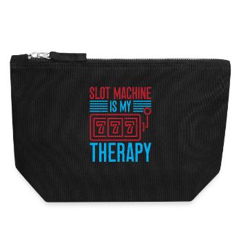 Gambling Fan Slot Machine Is My Therapy Casino - Canvas Reißverschluss-Täschchen (18 x 19 cm) - Schwarz - Vorne