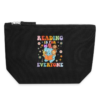 Reading Is For Everyone Inclusive Bookworm Quote - Canvas Zip Pouch 18 x 19 cm - black - Front