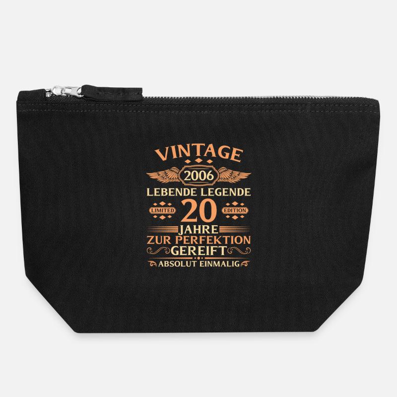 20th Birthday Vintage 2006 Year - Canvas Zip Pouch 18 x 19 cm - black