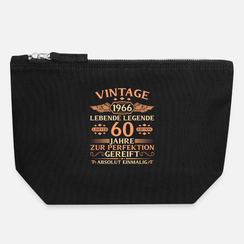 60e anniversaire Année 1966 - Pochette zippée en toile 18 x 19 cm - noir