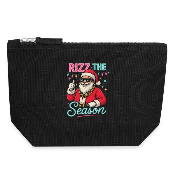 Rizz The Season Santa Claus Weihnachtsmann - Canvas Reißverschluss-Täschchen (18 x 19 cm) - Schwarz - Vorne
