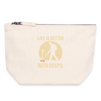 Life Is Better With Beeps Metal Detecting Treasure - Canvas Zip Pouch 18 x 19 cm - nature - Front