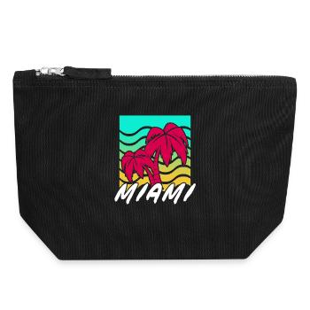 Miami Palmen Neon Gradient - Canvas Reißverschluss-Täschchen (18 x 19 cm) - Schwarz - Vorne