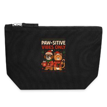 Paw Sitive Vibes Only Weihnachts Hund Katze - Canvas Reißverschluss-Täschchen (18 x 19 cm) - Schwarz - Vorne