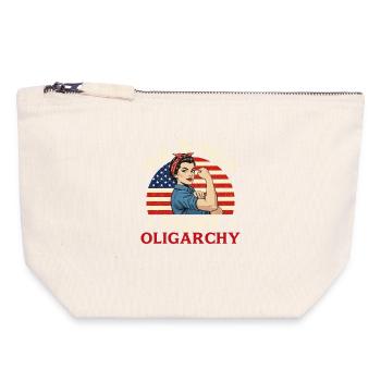 No Kings Fight Oligarchy Liberty USA Proud - Pochette zippée en toile 18 x 19 cm - blanc naturel - Devant