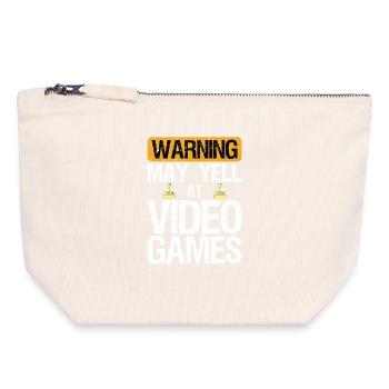 Warning May Yell at Play Video Games Gamer Gaming - Canvas Reißverschluss-Täschchen (18 x 19 cm) - Naturweiß - Vorne
