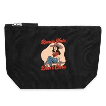 La femme du fermier, la mère des cheveux de ranch s’en moque. - Pochette zippée en toile 18 x 19 cm - noir - Devant