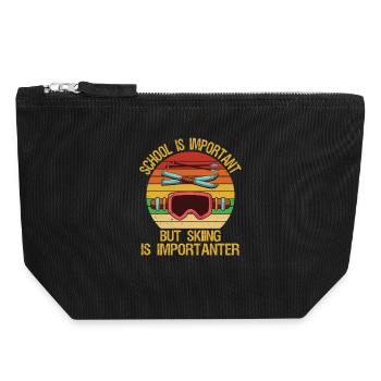 School Is Important But Skiing Is Importuner - Canvas Zip Pouch 18 x 19 cm - black - Front
