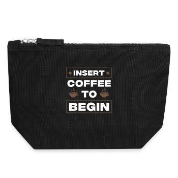 UN CAFÉ POUR COMMENCER - Pochette zippée en toile 18 x 19 cm - noir - Devant