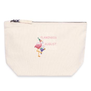 Anniversaire d’août : Flamant rose disant drôle - Pochette zippée en toile 18 x 19 cm - blanc naturel - Devant