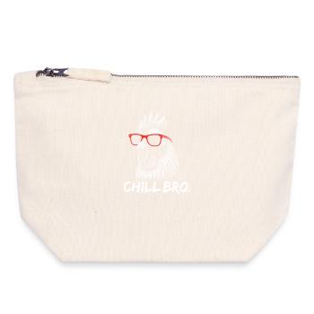CHILL BRO – Coq drôle avec des lunettes de soleil - Pochette zippée en toile 18 x 19 cm - blanc naturel - Devant