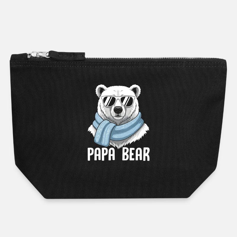 Papa Bear - Canvas Reißverschluss-Täschchen (18 x 19 cm) - Schwarz