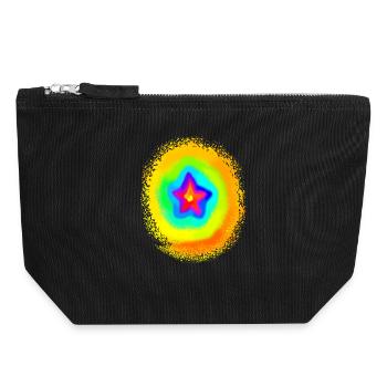 Rainbow Colors Colorful Gradient Star - Canvas Zip Pouch 18 x 19 cm - black - Front