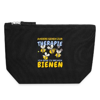 Lustiges Bienen Design mit Therapie-Spruch - Canvas Reißverschluss-Täschchen (18 x 19 cm) - Schwarz - Vorne
