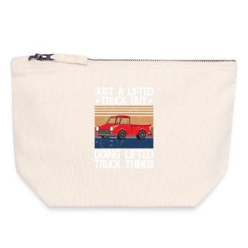 Chemise graphique drôle de camion levé pour hommes et femmes - Pochette zippée en toile 18 x 19 cm - blanc naturel - Devant