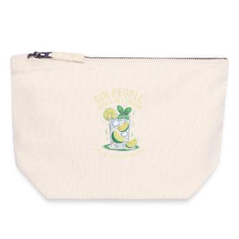 Gin People Don't Get Drunk Botanicaly Inspired - Canvas Zip Pouch 18 x 19 cm - nature - Front